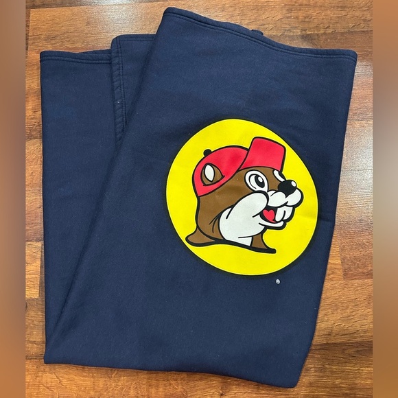 Buc-ee's RARE older blue Beaver Logo blanket - 38" x 52" - cotton/poly - Picture 6 of 6